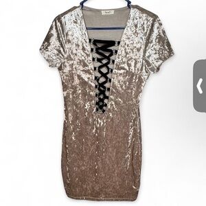 Love J Crushed Velvet Backless Dress in Silver